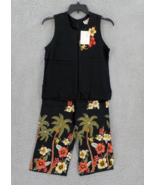 PEPPERMINT BAY TANK TOP &amp; BOTTOM SET WOMENS SZ M BLACK MONKEY BEAD TIE W... - $19.99