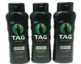( Lot 3 ) Tag Sport Endurance Deep Cleansing Body Wash 18 Oz Ea Bottle Brand New - £18.67 GBP