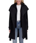 Halston Womens Trench Coat Black Removable Belt Water-Resistant Pockets - $1,504.80 MXN