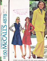 Misses' Jacket, Skirt Vest & Pants Vtg 1975 Mc Call's Pattern 4878 Sz 16 Uncut - $12.00