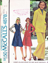 Misses&#39; JACKET, SKIRT VEST &amp; PANTS Vtg 1975 McCall&#39;s Pattern 4878 Sz 16 ... - £9.38 GBP