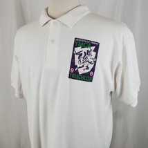 Vintage 90&#39;s YMCA Triathlon Janesville WI Polo Shirt XL White Double Sid... - £15.97 GBP
