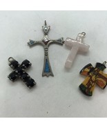 Vintage Pendant Lot Cross Crucifix charm boho southwest Christianity Jesus - £15.47 GBP