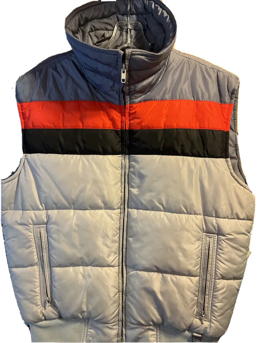 Primary image for Skyr Vintage Men’s L Gray Red Black Full Zip Poly Insulated Winter Puffer Vest