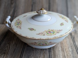 VTG Gold Trim Cherry China Double Handle w/ Lid Serving Bowl Occupied in... - $41.61