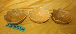 3 Piece Olfaire Brown And Orange Maple Leaf Serving Bowls Portugal Ceramic - £27.08 GBP