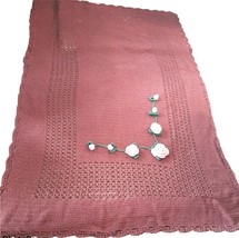 Rose Pink Colored Crocheted Twin Size Blanket Coverlet Afghan VTG Barbiecore - £51.70 GBP
