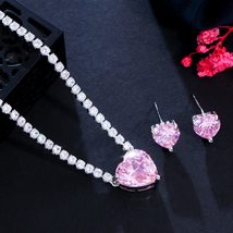 CWWZircons Cute Romantic Love Heart Shape Pink Cubic Zirconia Crystal Women Enga - £33.91 GBP