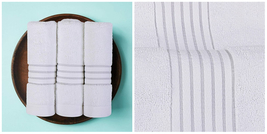 Set 8 Piece 2 Bath Towels 2 Hand Towels 4 Washcloths Cotton - White - P01 - £51.28 GBP