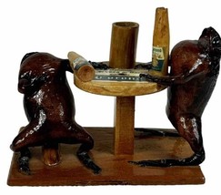 Vintage Taxidermy Frogs DRINKING at a Bar Mexico BEER CERVEZA Novelty So... - $51.19