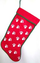 CHRISTMAS STOCKING PET DOG PUPPY PUP KITTEN KITTY CAT ANIMAL PAWS RED * ... - $7.84