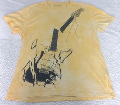 John Varvatos Star USA Men&#39;s Stone Wash Yellow Broken Guitar Graphic T-S... - $39.98