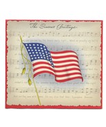 VINTAGE 1940s WWII ERA Christmas Greeting Card Art Deco 48 US FLAG Patri... - $14.84