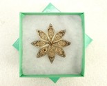 Filigree Flower Sweater Pin, 8 Petals, Silver Tone Metal Frame, JWL-191 - $14.65