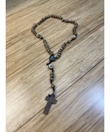 Vintage Wooden Beaded Rosary Catholic Religious Jesus Mary KG - £11.71 GBP