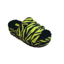 UGG Womens 6 Maxi Slide Tiger Print Sheepskin Platform Slippers Key Lime Green - £51.11 GBP