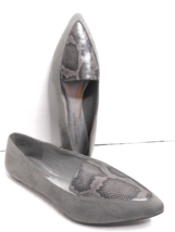 Christian Siriano Womens Slip On Loafer Shoes Sz 9.5 Gray Faux Snake Pointed Toe - £11.98 GBP