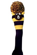 Majek #8 Hybrid Rescue Utility Blue &amp; Yellow Golf Headcover Knit Pom Pom... - $17.77