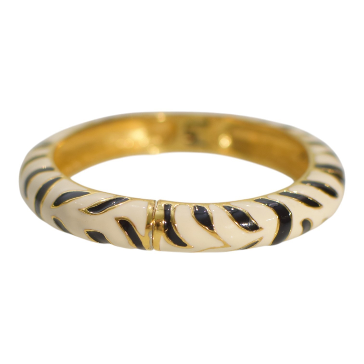 KENNETH JAY LANE Enamel Cuff Bracelet in zebra print black and white Item image 3