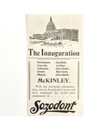 Sozodont Mouthwash 1897 Advertisement Victorian McKinley Inauguration DWKK9 - $34.29 CAD