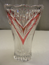 Vintage Glass Crystal Flared Vase Ruby Flash Art Deco Design 12-A - $737.63 MXN