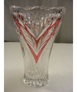 Vintage Glass Crystal Flared Vase Ruby Flash Art Deco Design 12-A - $39.59