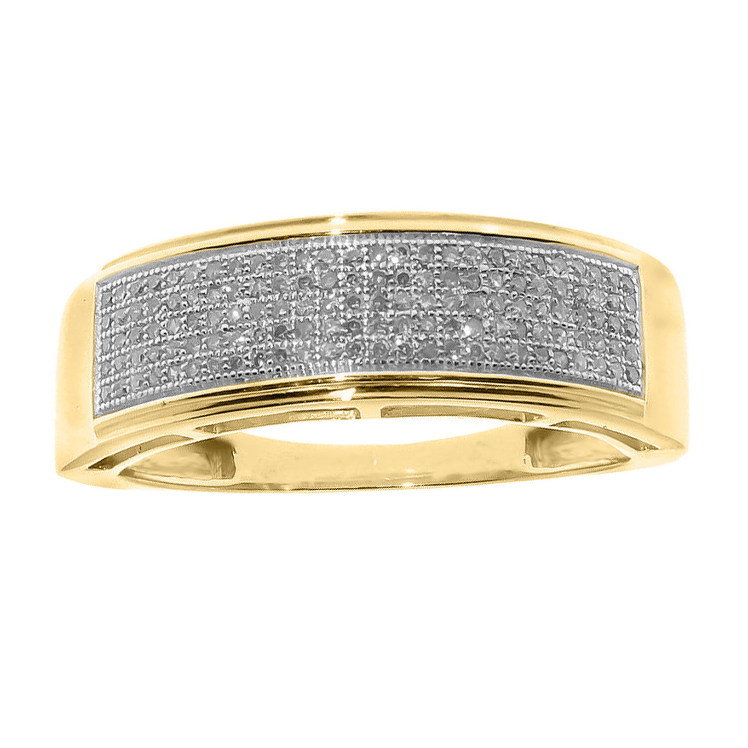 14k Gelbgold Versilbert Herren Pflastern Moissanit 7mm Ehering 1/2 Karat - $71.11