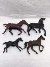 Lot Of (4) Vintage 1960s Black Horse Plastic Toys 2 1/2&quot; - 3 1/2&quot; - $30.69 CAD