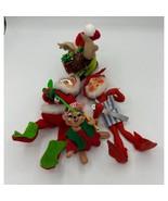 Annalee Mobile Christmas Figurine Lot of 4 Santa Skis Elf Mouse  - £28.41 GBP