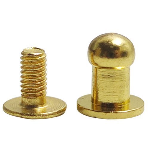 Head Button 5mm Brass Stud Screwback Screw Back Spots for Leather Rivet 100 Sets
