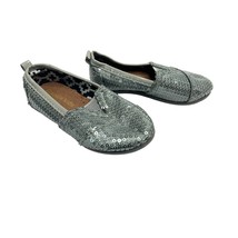 Koala Kids Girls Toddler Size 6 Silver Sequin Shoes SLip On Flat Loafers - £12.04 GBP