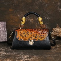 Tro leather handbag versatile large leather carving craft shoulder bag for women luxury thumb200