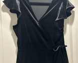 Banana Republic Women&#39;s M Black Velvet Wrap Shirt With Flutter Sleeve, P... - $7.70