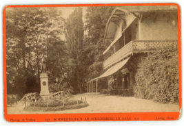 Circa 1890&#39;S Cabinet Card Former Swiss house on Schlossberg with Welden monument - £12.42 GBP