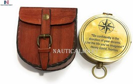 Thoreau&#39;s Go Confidently Quote Antique Brass Directional Compass - £31.65 GBP