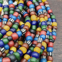 Lotto 5 fili collana lunga perle di vetro vintage vecchio colore misto 5... - $656.72 MXN
