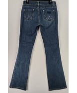 Wrangler Jeans Womens 5/6 X 32 Blue Denim Premium Patch Beaded Boot Leg ... - £28.55 GBP
