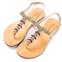 2021 NEW Women`s Sandals Fashion Summer Bohemia Diamond Shoes T-strap Thong Flip - £37.06 GBP