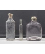 Lot of 3 Vintage Bottles 1 Light Amethyst w/Cap 1 Vial 1 Applied Donut - $26.73