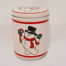 Christmas Snowman Sugar Jar Canister with Lid 10 Ounces Ceramic Winter Holiday  - £11.95 GBP