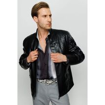 Vinci The-Boss Snake Black Leather Men Jacket image 2