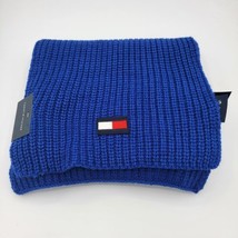 New Tommy Hilfiger Men&#39;s Blue Knit Logo Warm Winter Muffler Scarf One Size - £15.97 GBP
