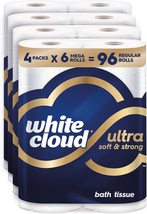 White Cloud Ultra Soft &amp; Strong Toilet Paper, 4 Packs of 6 Mega Rolls = ... - $41.75