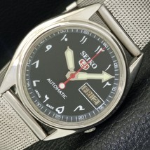 Vintage Seiko 5 Automatic Japan Mens Arabic Black Color Dial Watch a434655-1 - $41.99