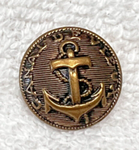 Older Coppery Gold Tone Metal Picture Button Canal DE Vieux Anchor &amp; Rop... - £5.93 GBP