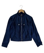 Lauren Ralph Lauren Jacket Womens M Zip Up Moto Biker Satin Iridescent Blue - $89.35 CAD