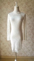 Ivory White Midi Lace Party Dress Women Custom Plus Size Slim Fit Lace Dress image 1