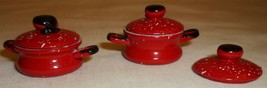RED ENAMEL CAST IRON COOK POT DOLLHOUSE MINIATURE COOKWARE KITCHEN SET O... - $295.80 MXN