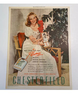 Print Ad Chesterfield Cigarettes Woman Smoking Vintage 1945 Ephemera 10&quot;... - £9.19 GBP