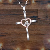 Cross Necklace For Women Sterling Silver Cross Heart Necklace Jesus Chri... - $98.00